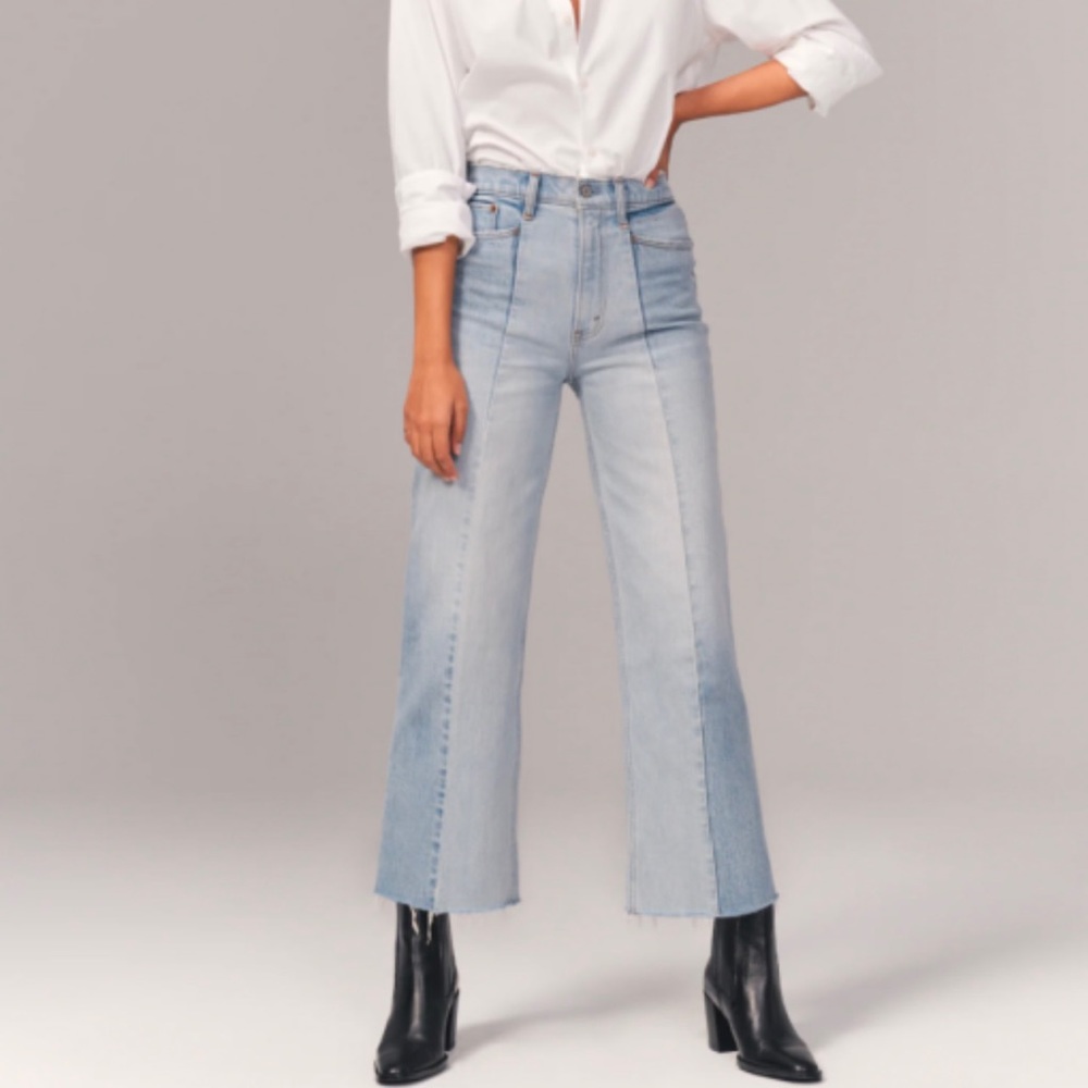 Abercrombie Ankle straight ultra high rise curve love jeans in  color bl…
